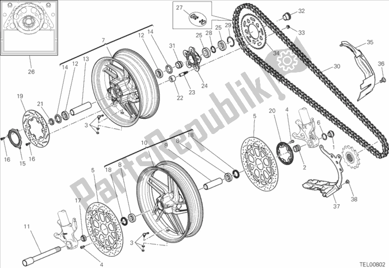 Wszystkie części do 026 - Ruota Anteriore E Posteriore Ducati Superbike 959 Panigale ABS 2018